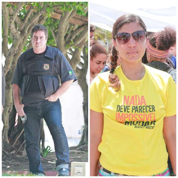 Policial Federal (esquerda) agrediu a servidora Mariana Rezende (direita. Foto: Renan Silva